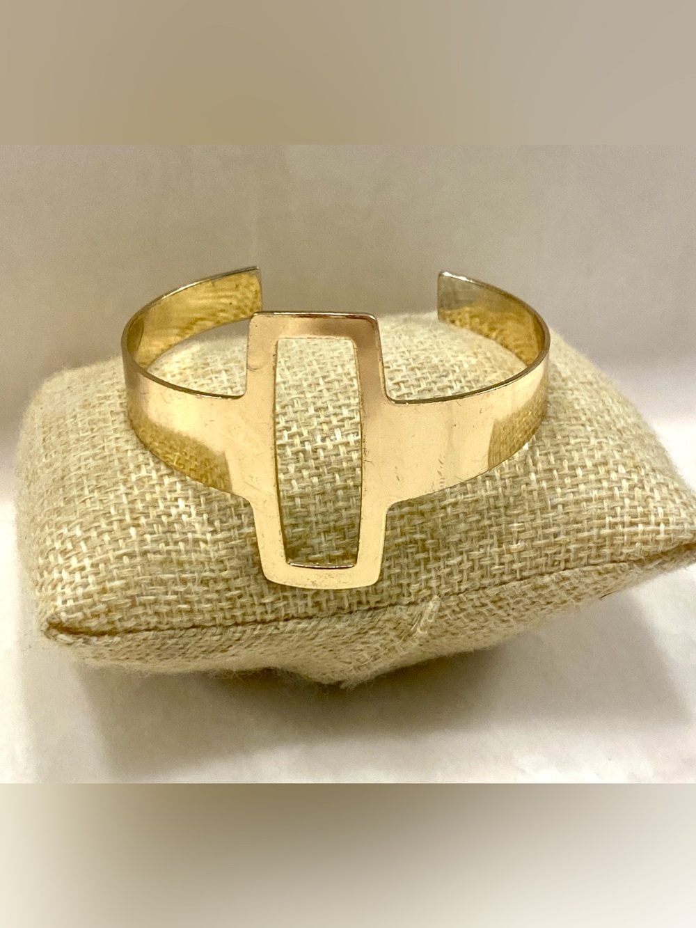 Women's Gold Open Cuff Bracelet with Geometric Cutout